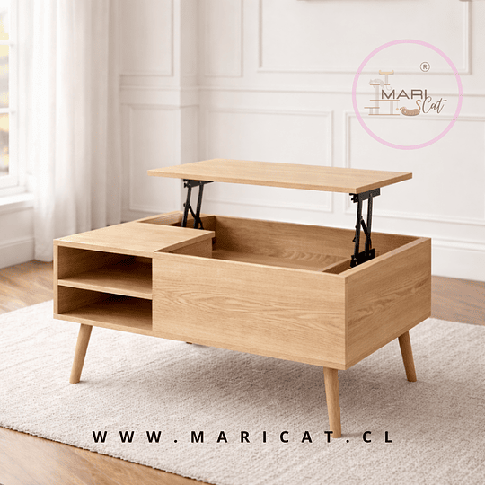 Mesa de Centro Elevable Wood para Living con Cubierta MDF  – Diseño Funcional