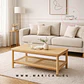 Mesa de Centro Rectangular de MDF con Detalles en Ratán – Madera Natural - Miniatura 1