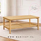 Mesa de Centro Rectangular de MDF con Detalles en Ratán – Madera Natural - Miniatura 3