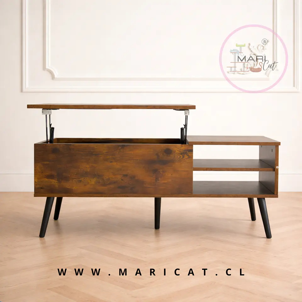 Mesa de Centro Elevable Living Terraza de MDF en Madera Oscura / recepcion oficina living 1