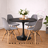 Mesa Tulip Redonda de 100 cm con Base de Acero Inoxidable + 4 Sillas Eames de Polipropileno – Semi Mate