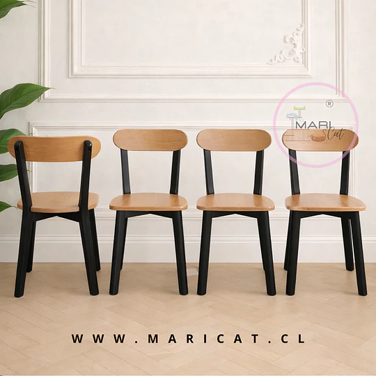 Pack de 4 Sillas Fresno de Madera Maciza – Diseño Natural y Atemporal