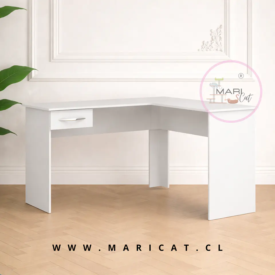 Escritorio Esquinero para Home Office MDF Blanco Slim 1