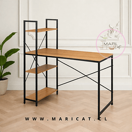 Escritorio España de MDF con Estructura Metálica y Repisas Integradas – Diseño Funcional