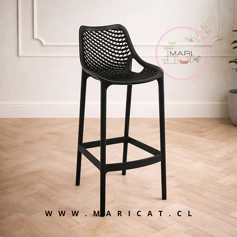 Taburete Bar Bajo Stool Polipropileno Negro 65cm