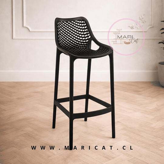 Taburete Stool Alto y Bajo de Polipropileno Apilable – Negro