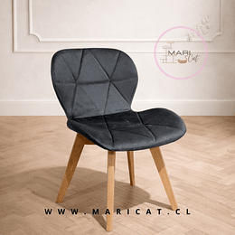 Silla Mariposa de Velvet con Base de Madera de Haya Gris 
