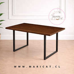 Mesa de Comedor Estilo Industrial de MDF con Patas de Metal Negro – Cubierta Gruesa 4 cm