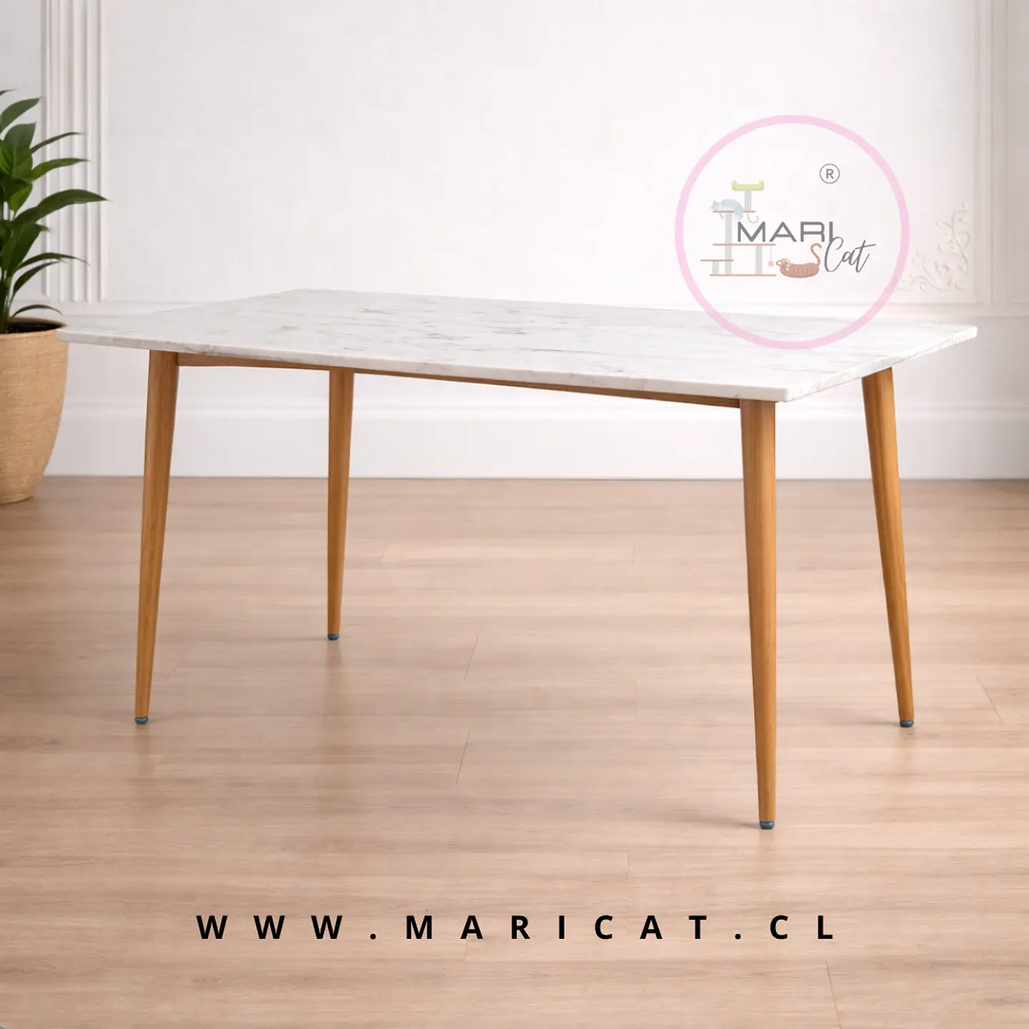 Mesa Rectangular Cuarzo Calacatta estilo marmol y Estructura Metálica – Comedor Sala de Reuniones  1