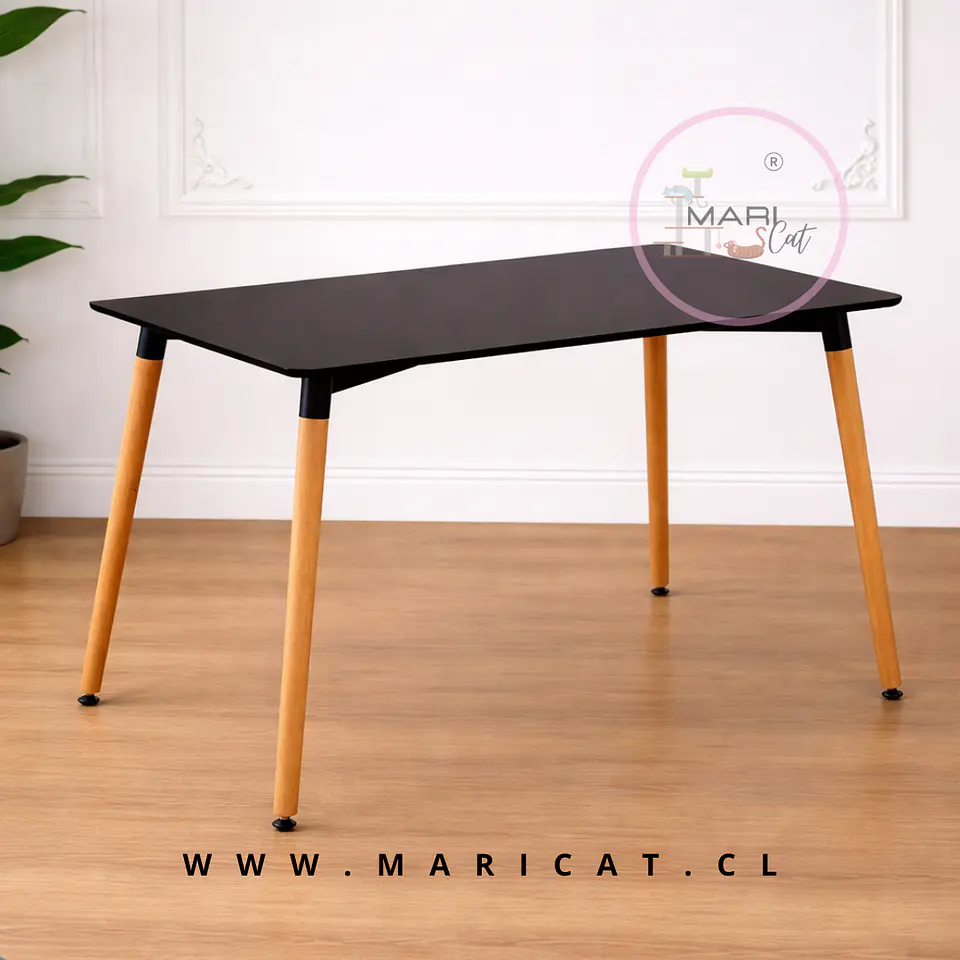 Mesa Rectangular Eames con Cubierta de Melamina Biselada y Patas de Madera 120x80 3