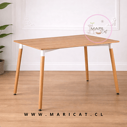 Mesa Rectangular Eames con Cubierta de Melamina Biselada y Patas de Madera 120x80