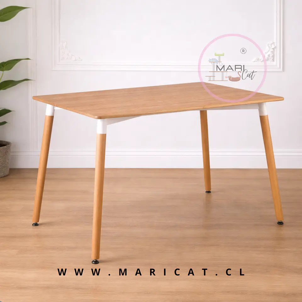 Mesa Rectangular Eames con Cubierta de Melamina Biselada y Patas de Madera 120x80 1