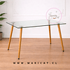 Mesa Rectangular Francia con Cubierta de Vidrio y Patas Metálicas Terminación Madera 120x80
