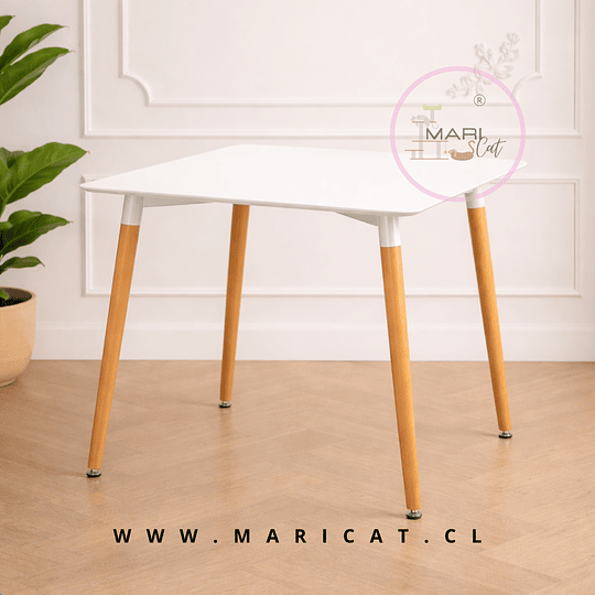 Mesa Eames Cuadrada MDF 80x80 cm Estilo Nórdico Moderno