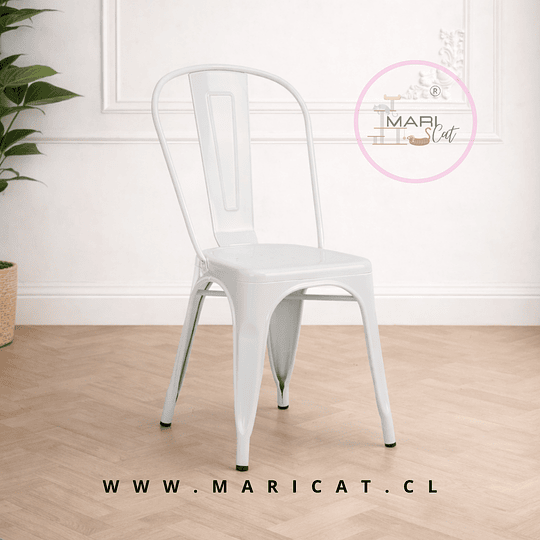 Silla Tolix de Metal Apilable con Estructura de Acero Blanca