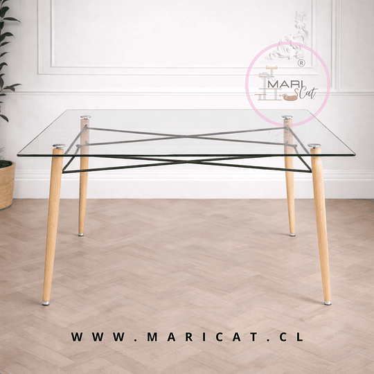 Mesa Vidrio Europeo Natural 140x90