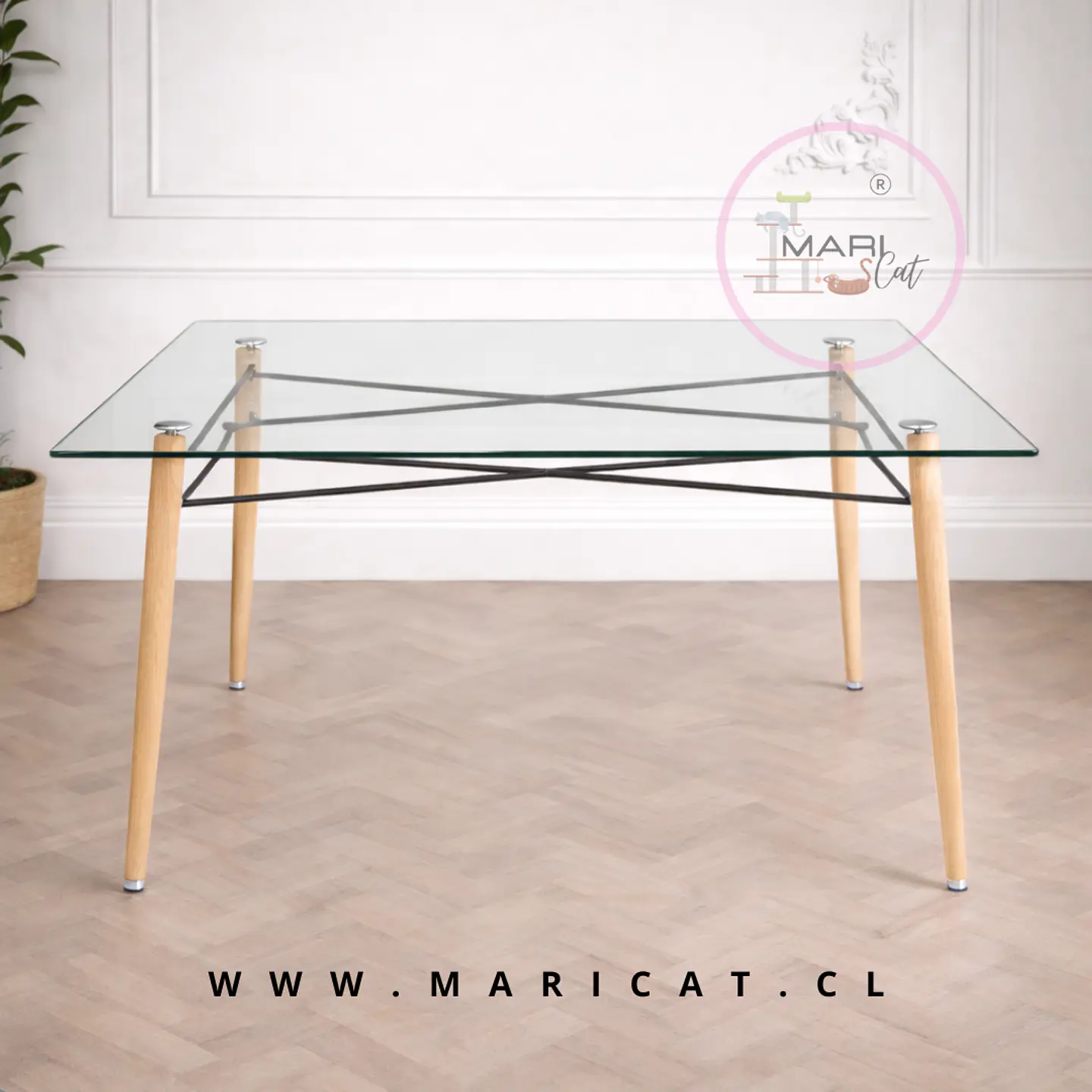 Mesa Rectangular Vidrio Europeo Natural 140x80 comedor o reunion 1