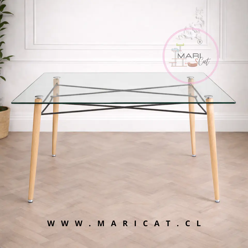 Mesa Rectangular Vidrio Europeo Natural 140x80 comedor o reunion 1