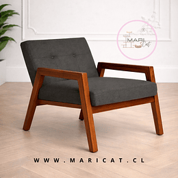 Sillón Marlow de Terciopelo Gris Oscuro con Patas de Madera – Diseño Contemporáneo