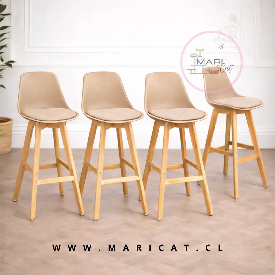 Pack 4 Taburete Bar Tulip con cojin Beige-Cocina 2