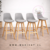 Pack 4 Taburete Tulip con Cojín y Base de Madera Gris- Alto y Bajo
