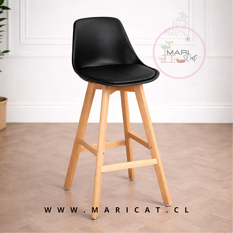 Taburete Bar Bajo Tulip Eco Cuero Negro 75cm