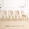 Pack 4 Silla Fiori Top de Felpa con Patas Metálicas wood Beige