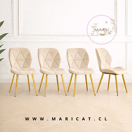 Silla Fiori Top de Felpa con Patas Metálicas Doradas Gold Beige