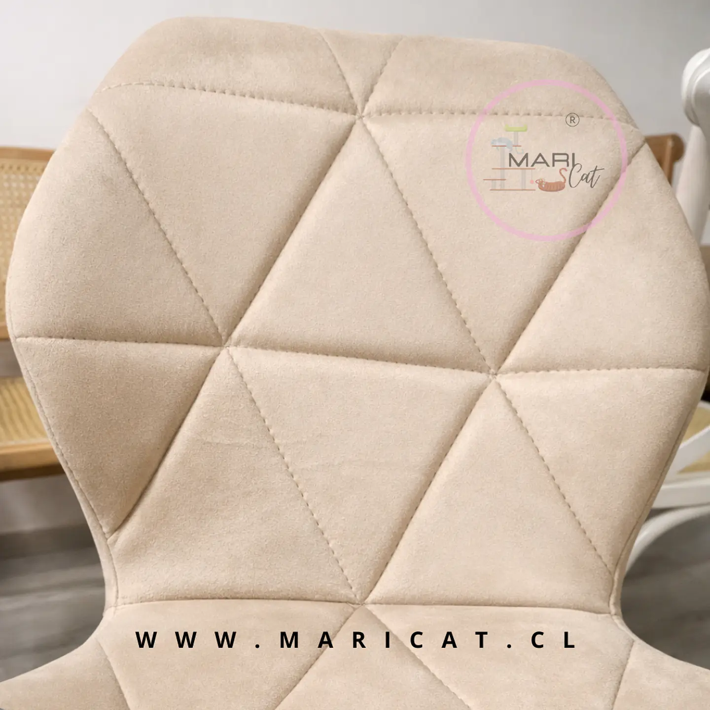 Silla Fiori Asiento de Felpa Beige con Patas Metálicas Doradas Gold 2