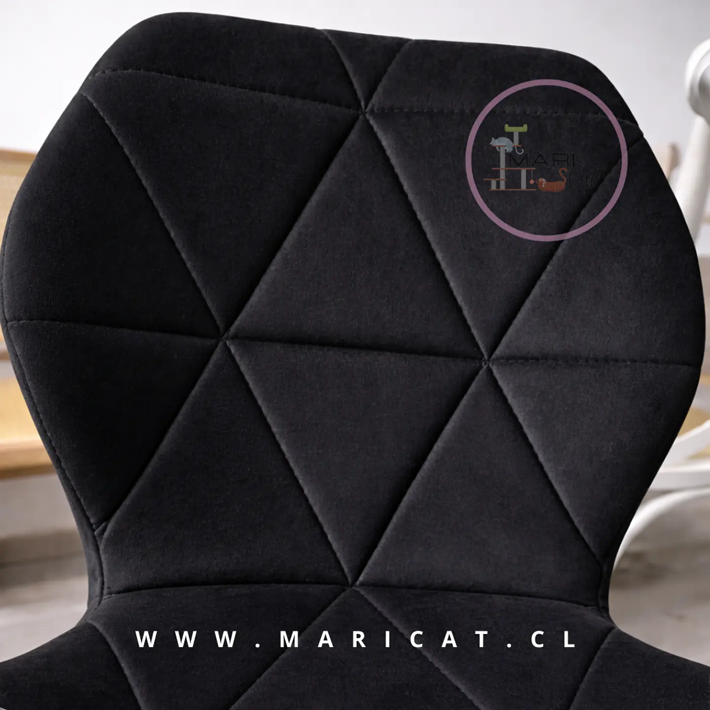 Pack 4 Sillas Fiori Asiento de Felpa Negra con Patas Metálicas Black 2