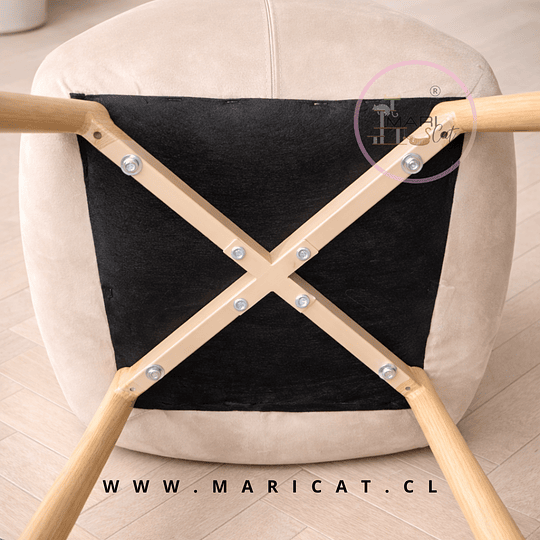 Pack 4 Silla Fiori Top de Felpa con Patas Metálicas wood Beige