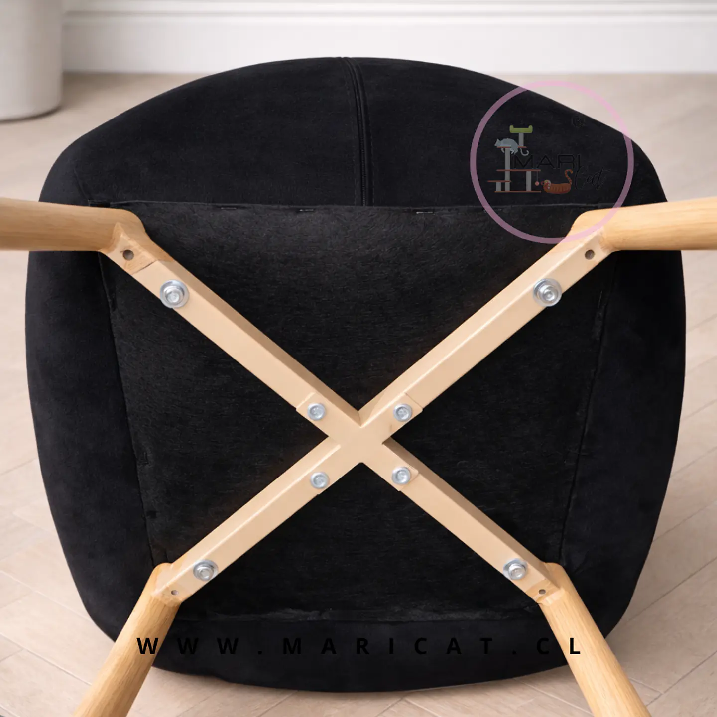 Pack 4 Sillas Fiori Asiento de Felpa Negro con Patas Metálicas wood  3