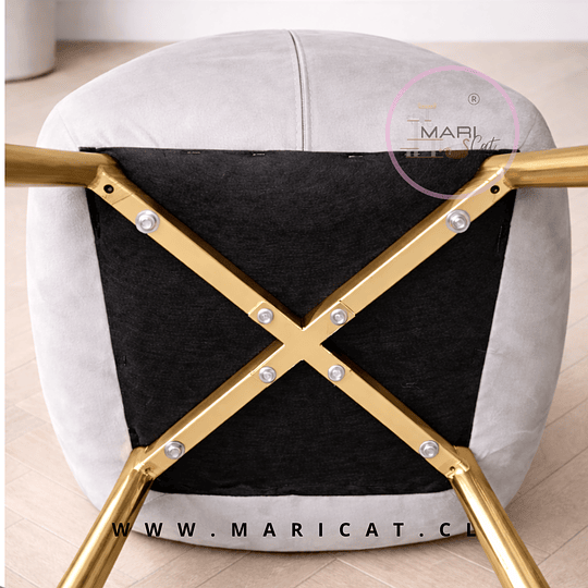 Silla Fiori Top de Felpa con Patas Metálicas Doradas Gold Gris