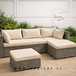 Juego de Terraza Lucca – Sofá Modular con Extensión y Puff
