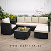 Juego de Terraza Black Pro – Set Modular con Mesa y Puff