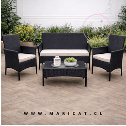 Juego de Terraza Casanova Negro con Mesa de Vidrio Templado – Diseño Contemporáneo