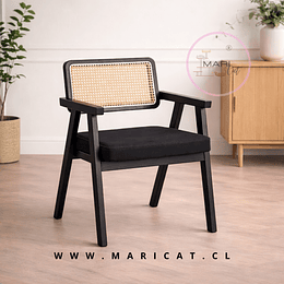 Sitial Chardigan de Madera Rattan con Cojín Black Pro