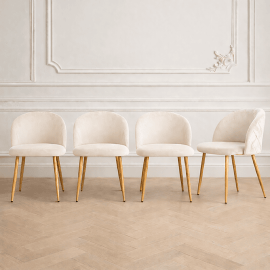 Mesa Rectangular Chile Crossback Madrid + Silla Tokio Velvet Wood Beige