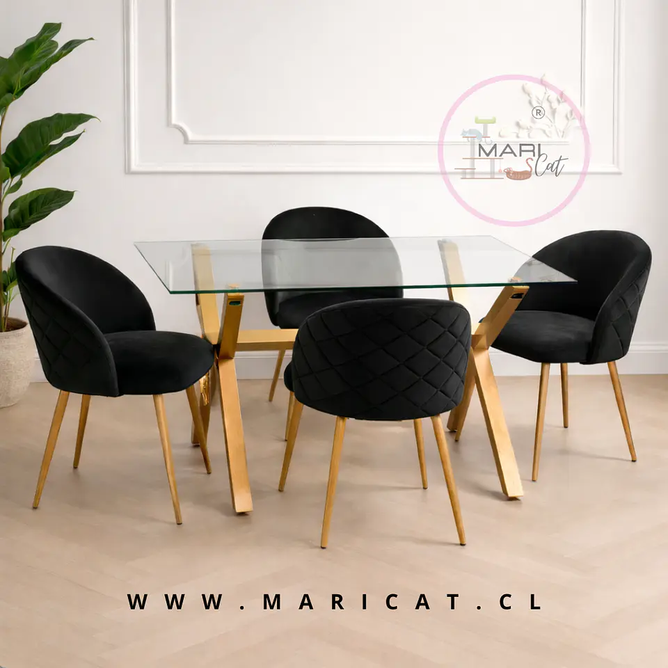 Comedor Rectangular Vidrio 4 Sillas Crossback – Mesa 130x80cm 1