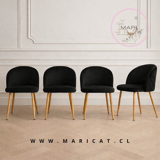 Mesa Rectangular Chile Crossback Madrid + Silla Tokio Velvet Wood Negro