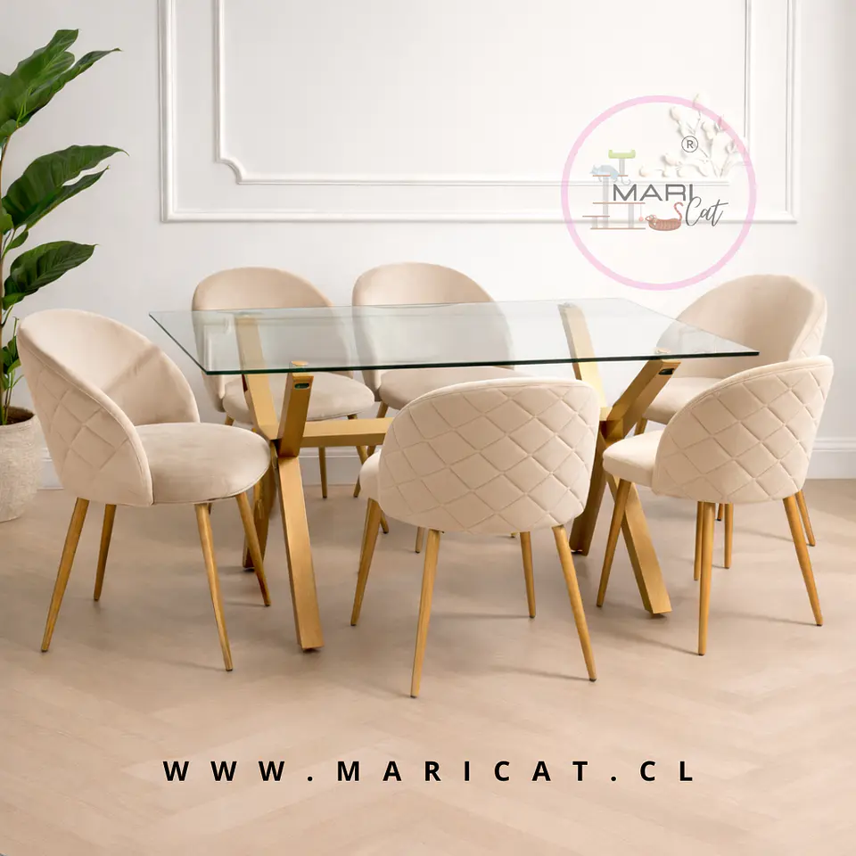 Comedor Rectangular Vidrio 6 Sillas Crossback – Mesa 130x80cm 1