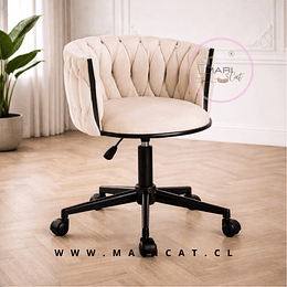 Silla de Oficina King Giratoria con Pistón a Gas y Tapiz en Felpa Beige