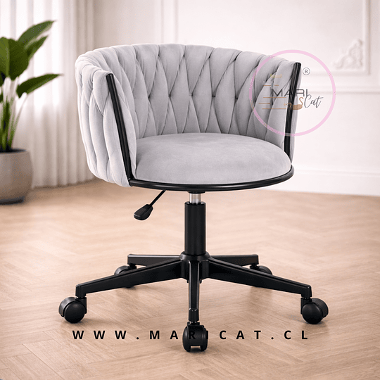 Silla de Oficina King Giratoria con Pistón a Gas y Tapiz en Felpa Gris