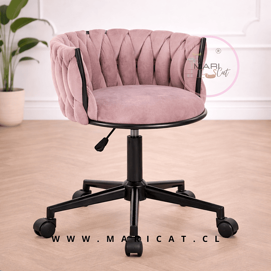 Silla de Oficina King Giratoria con Pistón a Gas y Tapiz en Felpa Rosa Lila