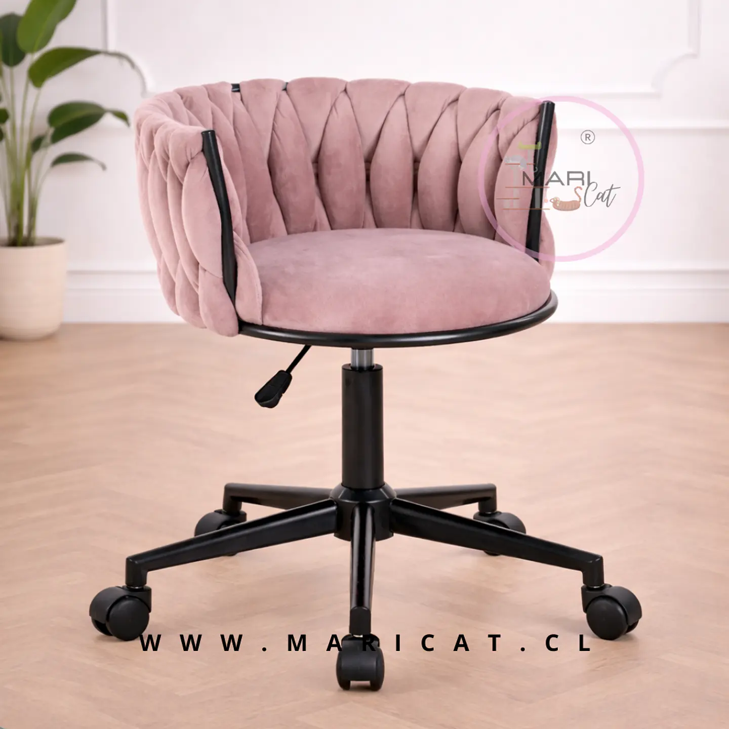 Silla escritorio King Black Giratoria velvet - oficina manicurista recepcion 1