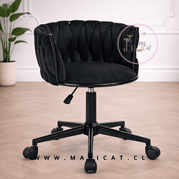 Silla de Oficina King Giratoria con Pistón a Gas y Tapiz en Felpa Negro