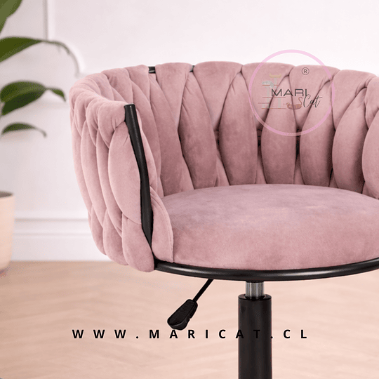 Silla de Oficina King Giratoria con Pistón a Gas y Tapiz en Felpa Rosa Lila