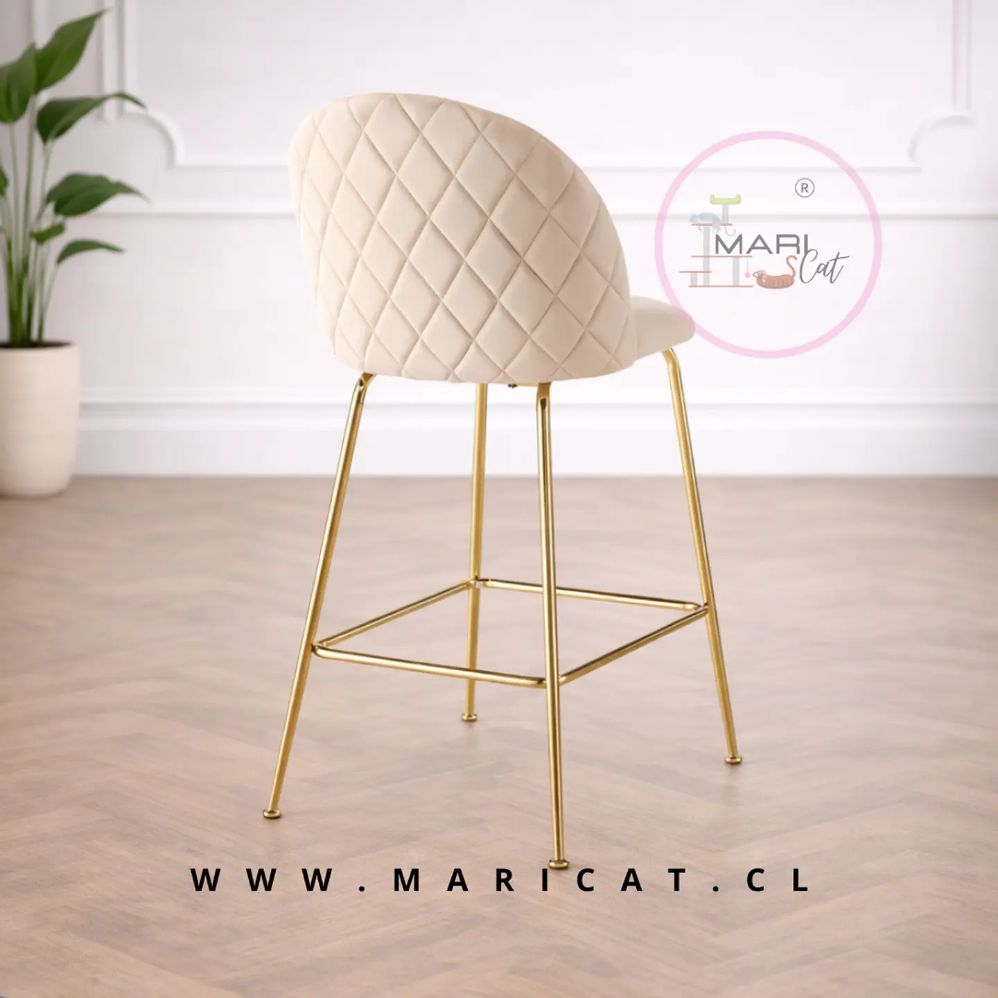 Taburete Bar Luxury Velvet Gold- Cocina restaurant 2