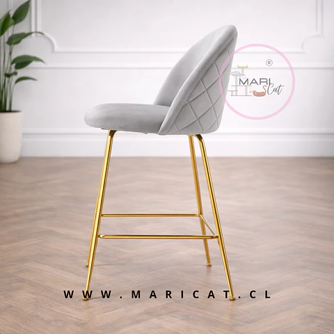 Taburete Bar Alto Velvet Luxury Terciopelo Dorado 66cm