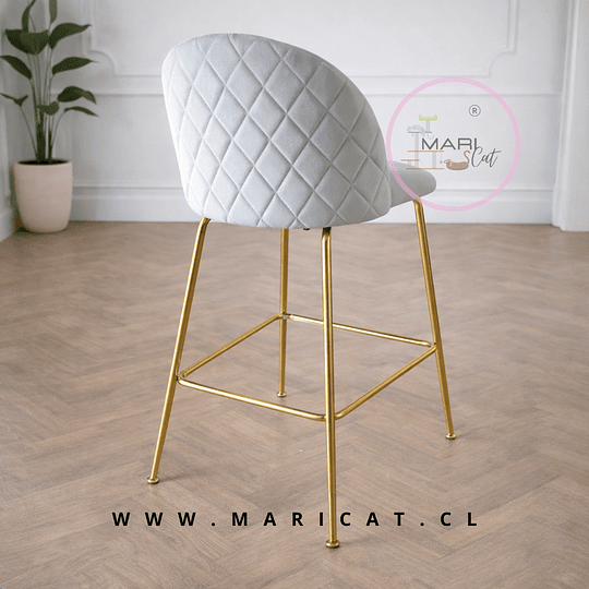 Taburete Velvet Lexury Gold Gris Grey